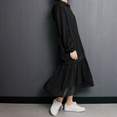 マーサ MARTHA ドッキングパーカーワンピース (ブラック)