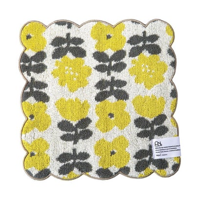 【Wpc.公式】ハンカチ スカラップ ハンカチタオル ふわふわ 可愛い おしゃれ レディース ギフト （フラワーパレードイエロー）