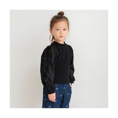 ブランシェス branshes 袖フリル長袖Tシャツ (ブラック) ブランシェス branshes 袖フリル長袖Tシャツ (ブラック)