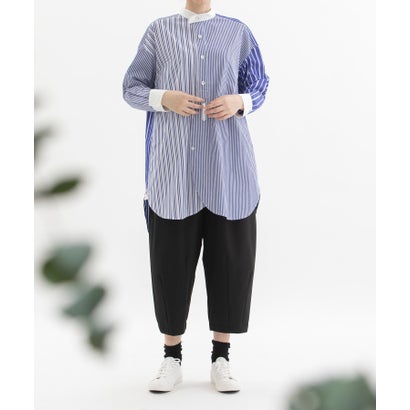 ノップドゥノッド nop de nod miscスタンドカラーチュニックシャツ (ネイビー) ノップドゥノッド nop de nod miscスタンドカラーチュニックシャツ (ネイビー)