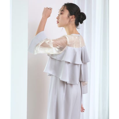 ルイルエブティック RUIRUE BOUTIQUE シアーエンブロイダリースリーブ ダブルフリルパンツドレス （ライトグレー）