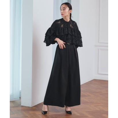 ルイルエブティック RUIRUE BOUTIQUE シアーカットジャカードコンビパンツドレス (ブラック) ルイルエブティック RUIRUE BOUTIQUE シアーカットジャカードコンビパンツドレス (ブラック)