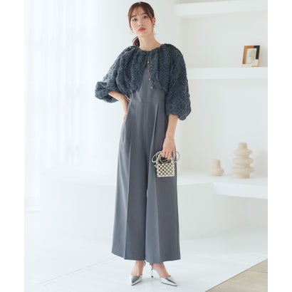 ルイルエブティック RUIRUE BOUTIQUE 【ストレッチ】華やぎセットアップドレス 立体レースボレロ/オールインワン (チャコール) ルイルエブティック RUIRUE BOUTIQUE 【ストレッチ】華やぎセットアップドレス 立体レースボレロ/オールインワン (チャコール)