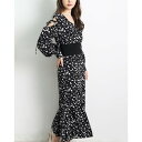 マーサ MARTHA ダルメシアン肩開きワンピース (ブラック)