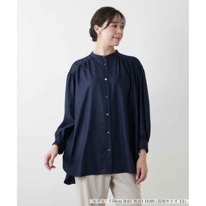 レリアンプラスハウス Leilian PLUS HOUSE 羽織ブラウス （ネイビー）