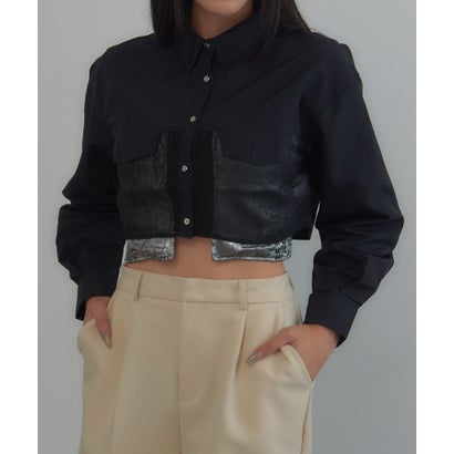 マガジンデモードオンジェナ MAGASIN DE MODE Onjna オーガンジー メタルポケットショートシャツ trc (ブラック)