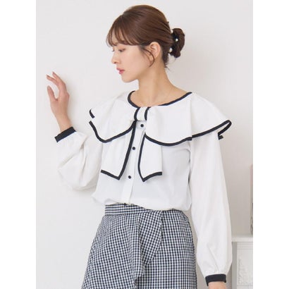 エムズエキサイト ems excite パイピングフロントリボンBL （WHT4）