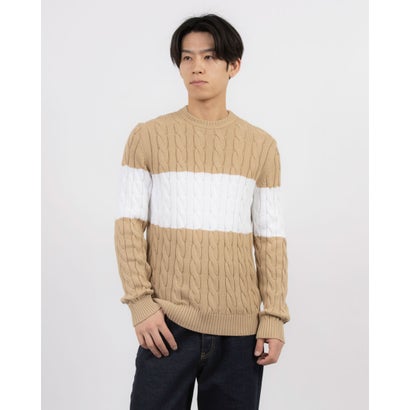 ユナイテッド カラーズ オブ ベネトン UNITED COLORS OF BENETTON. ケーブル編み切り替えコットンニッ..