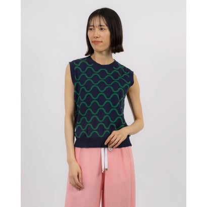 ユナイテッド カラーズ オブ ベネトン UNITED COLORS OF BENETTON. ウェーブボーダーニットベスト・ジ..