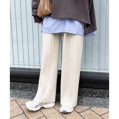 レカ reca 無地/アニマル柄ランダムプリーツパンツ(y2696/y2760/y2772) (アイボリー(オフホワイト))