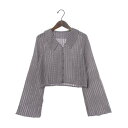 アルシーヴ archives フリルカットレースポロカーディガン (GRY)
