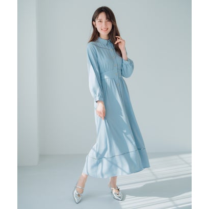 ミッシュマッシュ MISCH MASCH 2025春夏新作 ハシゴレース切替シャツワンピース/MM517418 (BLUE)