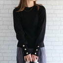 アクアガレージ aquagarage パワショル袖ボタンニット 春 秋 冬 M L レディース (ブラック)(4)