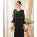 ドレスプラス DRESS+ パーティードレス 結婚式 ワンピース シアー素材 (ブラック)
