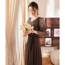 ドレスプラス DRESS+ パーティードレス 結婚式 ワンピース シアー素材 (モカ)