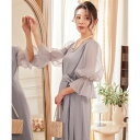 ドレスプラス DRESS+ パーティードレス 結婚式 ワンピース シアー素材 (ライトグレー)