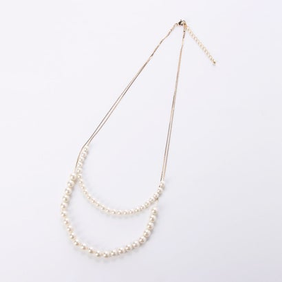 アンシュー AN SHU 2連パールゴールドチェーンパーティーネックレス(ゴールド)