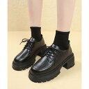 ミニミニストア miniministore ローファー レディース 厚底 編み上げ (スムース)
