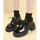 ミニミニストア miniministore ローファー レディース 厚底 編み上げ (エナメル)