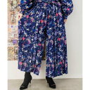 スカラー ScoLar フレンチブルと女の子柄 シアーチェックパンツ (ネイビー)