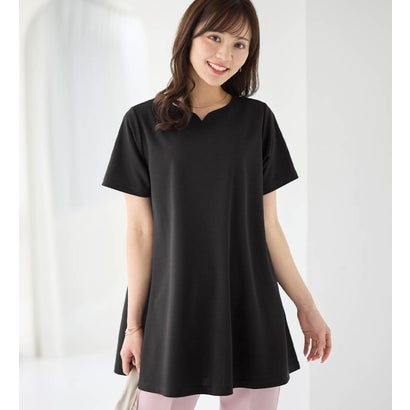 アロッタ Alotta 【4つの機能付】フレアーロングチュニックTシャツ （ブラック）