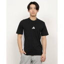 アディダス adidas メンズ 半袖機能Tシャツ エッセンシャルズ スリーストライプス シングルジャージー半袖Tシャツ JD1906 (ブラック/ホワイト)