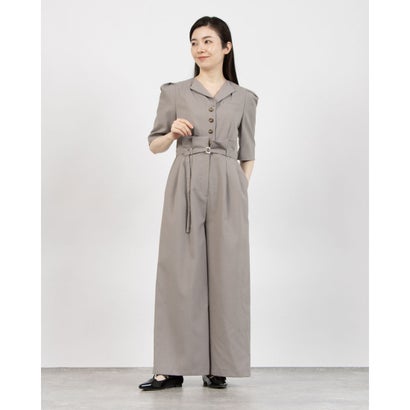 トーナル TONAL 開襟ハイウエストオールインワン (グレー)