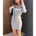 スパイラルガール SPIRALGIRL オフショルパイピングリブワンピース (ライトグレー)