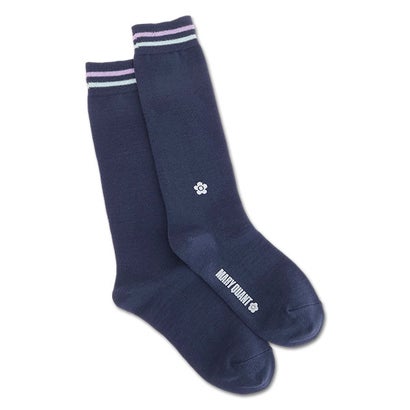 マリークワント MARY QUANT カラーラインハイ ソックス （ネイビー）