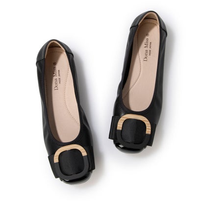 ドナミス Dona Miss バックル付き楽ちんフラットパンプス （BK）