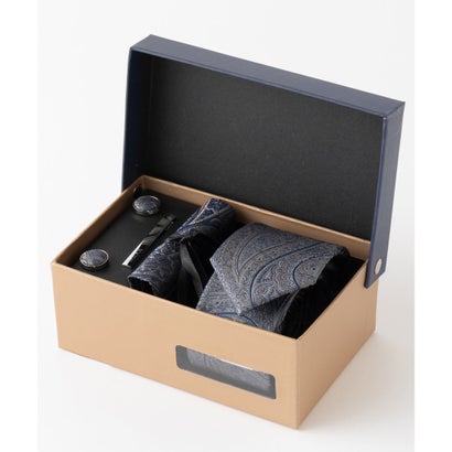 トゥータル Tootal 老舗英国ブランド シルク100% メンズ スーツ ギフト箱4点セット （ライトブルー）