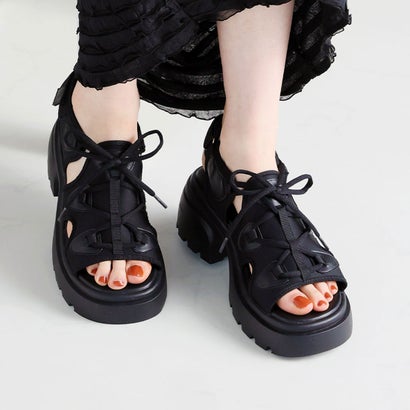 ヴィヴィアン VIVIAN 厚底レースアップスニーカーサンダル (ブラック)