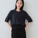 インディヴィ INDIVI 【洗える】ハーフジップデザインブラウス (ネイビー(094))