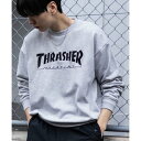 スラッシャー THRASHER ロゴクルーネックスウェット (グレー)