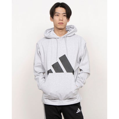 アディダス adidas メンズ スウェットパーカー エッセンシャルズ ビッグロゴ シングルジャージーパーカー JE8917 (ライトグレーヘザー/ブラック)