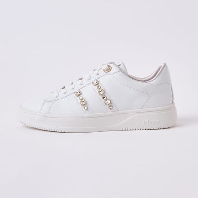 プラスダイアナ ＋diana 【軽量】ビジュー付きコートスニーカー （白人工スムース）