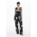 デシグアル Desigual フラワージャンプスーツ (グレー/ブラック)