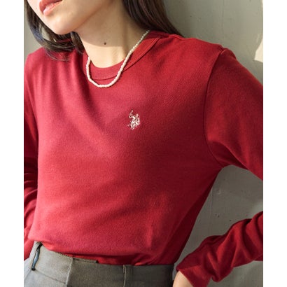 ユーエスポロアッスン U.S. POLO ASSN. ワンポイント刺繍 スムース長袖Tシャツ (バーガンディー)