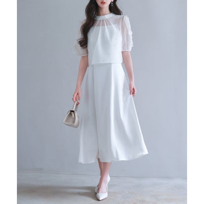 セゾンドパピヨン SAISON DE PAPILLON 【前後2way】キャミワンピースとブラウス2点セット （アイボリー）