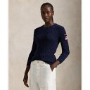 ポロ ラルフ ローレン POLO RALPH LAUREN フラッグパッチ ケーブルニット コットン セーター (400ブルー)(4)