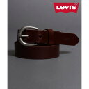 リーバイス LEVI'S 本革 帆型バックル 25mm ナロー レザーベルト (ダークブラウン)