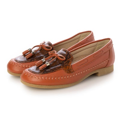 トキミノクツ 時見の靴 【5E】【本革】ローファー （オレンジ/パイソン）