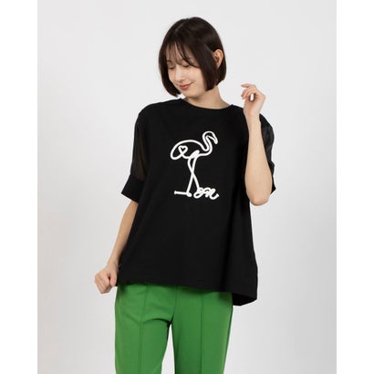 エグランティーヌ EGLANTINE コード刺繍シアースリーブカットソー (ブラック) エグランティーヌ EGLANTINE コード刺繍シアースリーブカットソー (ブラック)