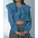 マガジンデモードシュシュ MAGASIN DE MODE Chou Chou シアー ミニフリンジジャガード クロップドブラウス XNN (ブルー)(4)