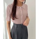 【WEB限定】ミッシュマッシュ MISCH MASCH 2025春夏新作 衿付きフロント釦リブニット/MM558303 (PINK)