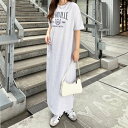 ジーラ GeeRA 綿100%アソートロゴプリントTシャツワンピース (オートミール×カレッジロゴ)