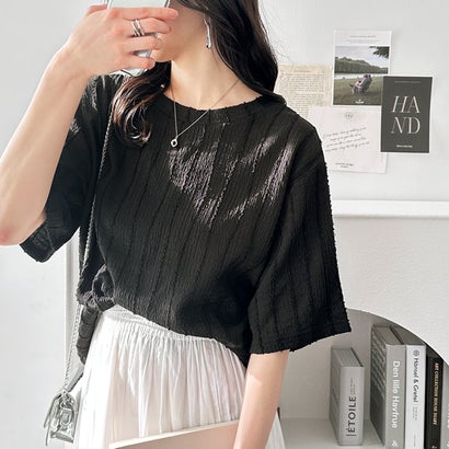 ジーラ GeeRA シャギージャカードTシャツ （ブラック）