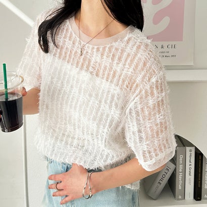 ジーラ GeeRA フェザーチュールTシャツ （オフホワイト）のサムネイル