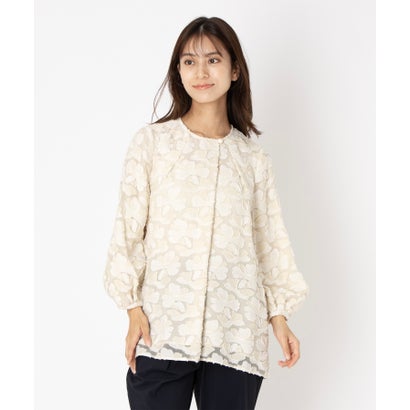 レリアン Leilian フラワーモチーフブラウス （ブラウン系）