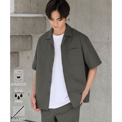 エンボス加工ビンテージライクオープンカラーシャツ ー吸水速乾ー